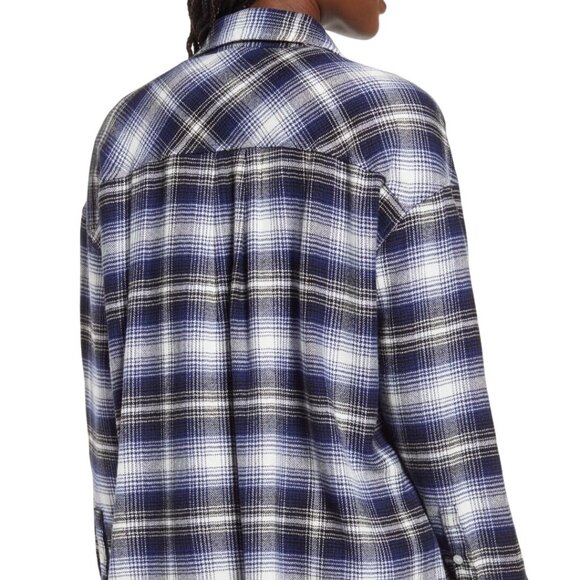 Banana Republic Boyfriend Oversized Plaid Shirt 2022 Blue Plaid Size S - Picture 4 of 13